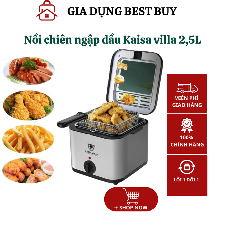 Nồi chiên ngập dầu Kaisa Villa cao cấp 2.5l Model JD 8041,bếp chiên nhúng điện đa năng tiện lợi, chính hãng