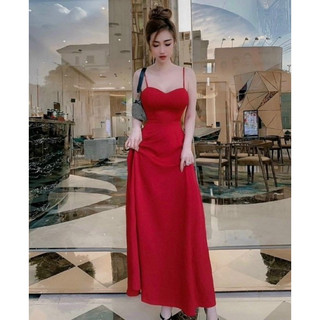 Đầm maxi TRIPBLE T DRESS lụa 2 dây đi biển hở lưng dễ thương - size S/M/L