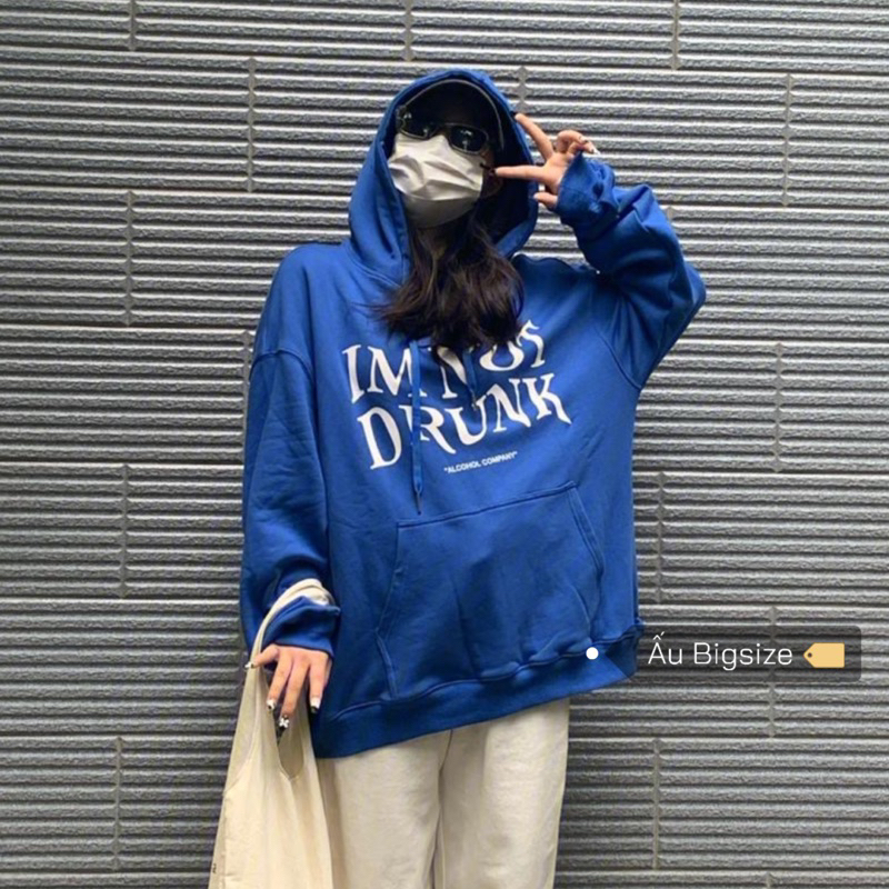 Áo hoodie NỈ BÔNG Drunk xanh cá tính Super Bigsize đến 150kg