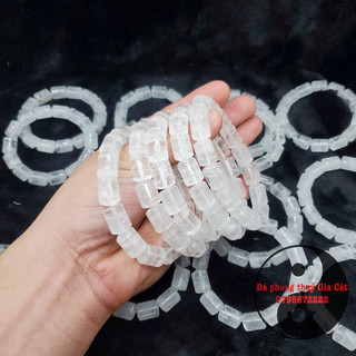 Vòng tay đốt trúc lu thach anh trắng 5a đẹp mịn trong kiểm định
