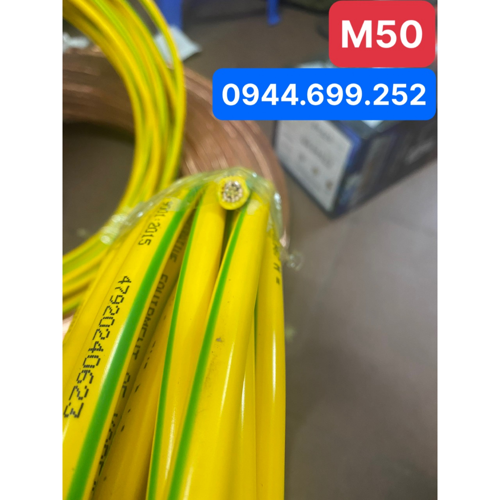 Cáp thoát sét, Dây tiếp địa Vàng Xanh Korea M50, Thiết diện 1x50mm2