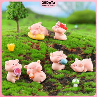 Đồ decor bàn học, trang trí bàn lam việc, mô hình heo hồng mini 29deta kích thước 2.5cm x 2.7cm, bằng nhựa ABS