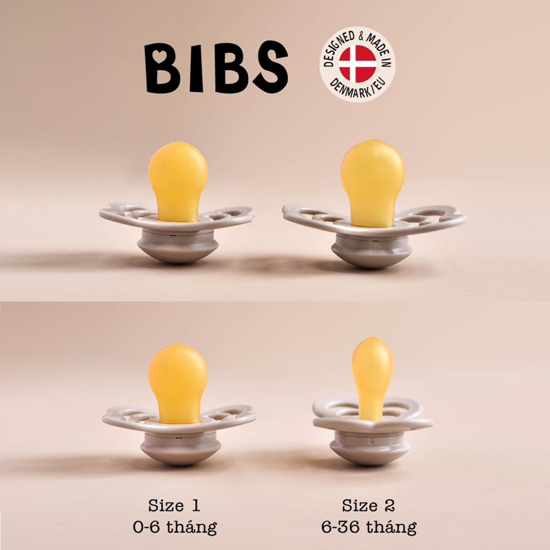 Ti giả BIBS sản xuất tại Đan Mạch BIB Colour Latex / bibs Boheme Latex cao su núm tròn