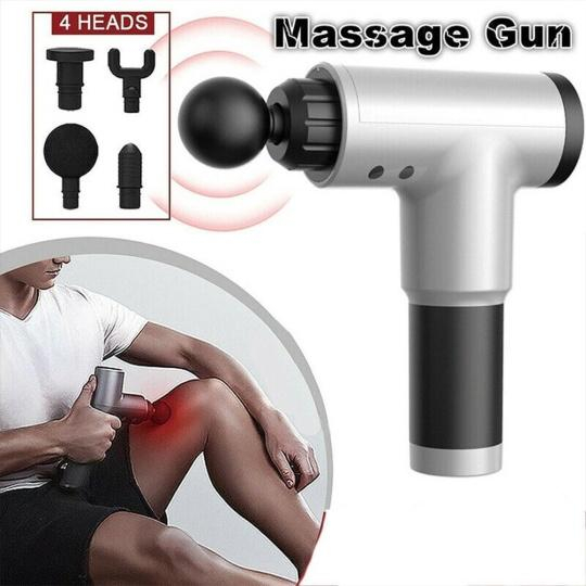 Máy massage cầm tay  6 chế độ, 4 đầu giảm cứng cơ và đau nhức, tăng lưu thông máu, SUng mát xa cầm tay không dây,dùng 5H