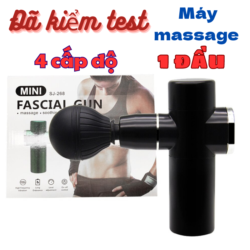 Máy massage cầm tay  6 chế độ, 4 đầu giảm cứng cơ và đau nhức, tăng lưu thông máu, SUng mát xa cầm tay không dây,dùng 5H