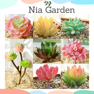 Sen đá giả trang trí chậu cây để bàn mini cây sen đá nhựa nhân tạo decor bàn làm việc Nia Garden N10