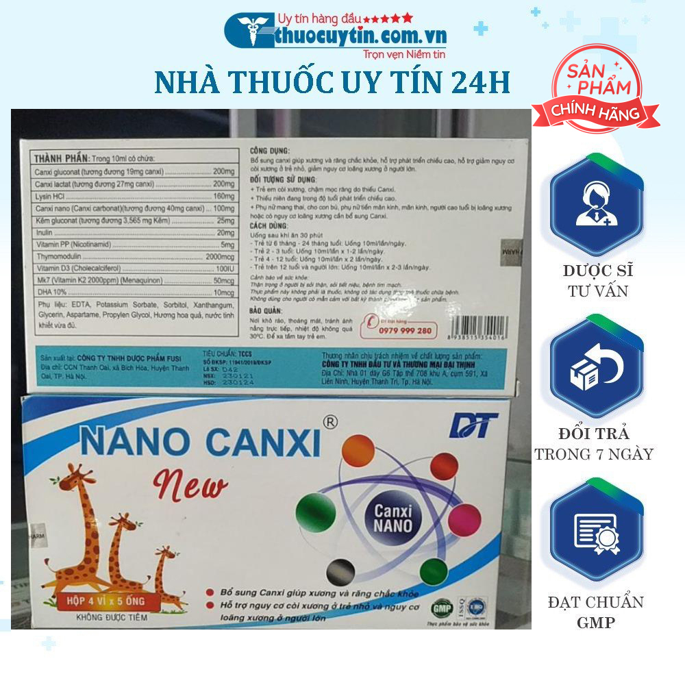 Nano Canxi New Baby H20 ống( Nguyên liệu nhập khẩu chính hãng có tại Nhà Thuốc)
