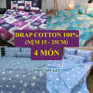 (LINK 2) Drap cotton 100% (nệm 13-24cm) , ga trải giường cao cấp chuẩn LOGO CTY (ảnh thật)