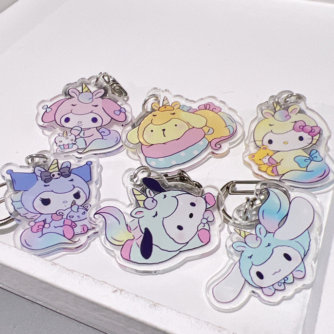 Zanmo Móc khóa acrylic sanrio kuromi melody cinnamoroll kỳ lân unicorn có màng chống trầy xước