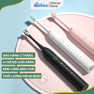 Bàn Chải Điện Mifan Sonic X2 Model - Máy đánh răng máy sóng âm công nghệ Đức - Tặng kèm 3 đầu thay thế