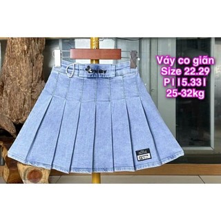 Chân váy jean xếp ly cao cấp cho bé size 15kg đến 40kg