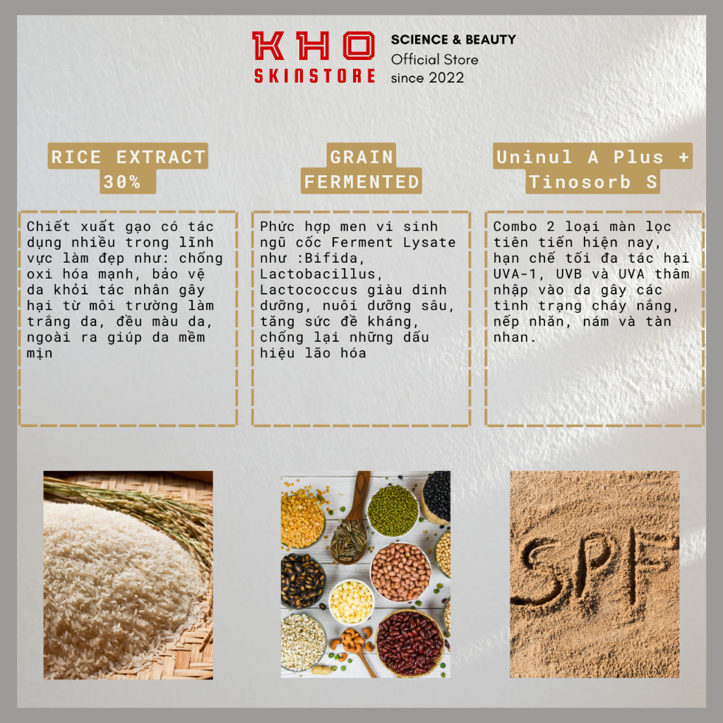 Beauty Of Joseon Kem chống nắng hóa học 𝗦𝘂𝗻 𝗥𝗲𝗹𝗶𝗲𝗳 : 𝗥𝗶𝗰𝗲 + 𝗣𝗿𝗼𝗯𝗶𝗼𝘁𝗶𝗰 𝗦𝘂𝗻𝘀𝗰𝗿𝗲𝗲𝗻