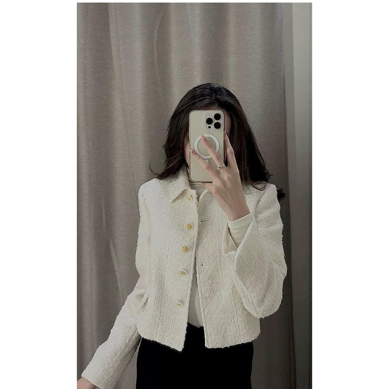 (ORDER) ÁO KHOÁC ZR DẠ TWEED TRẮNG