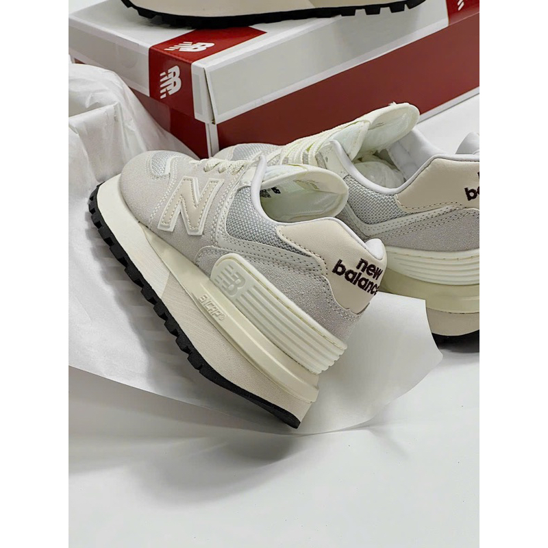 Giày NewwBalance574 V2 Legacy Ivory, giày thể thao nam nữ  NB 574 xám trắng, giày 574 2023, NB độn đế,Fullbox
