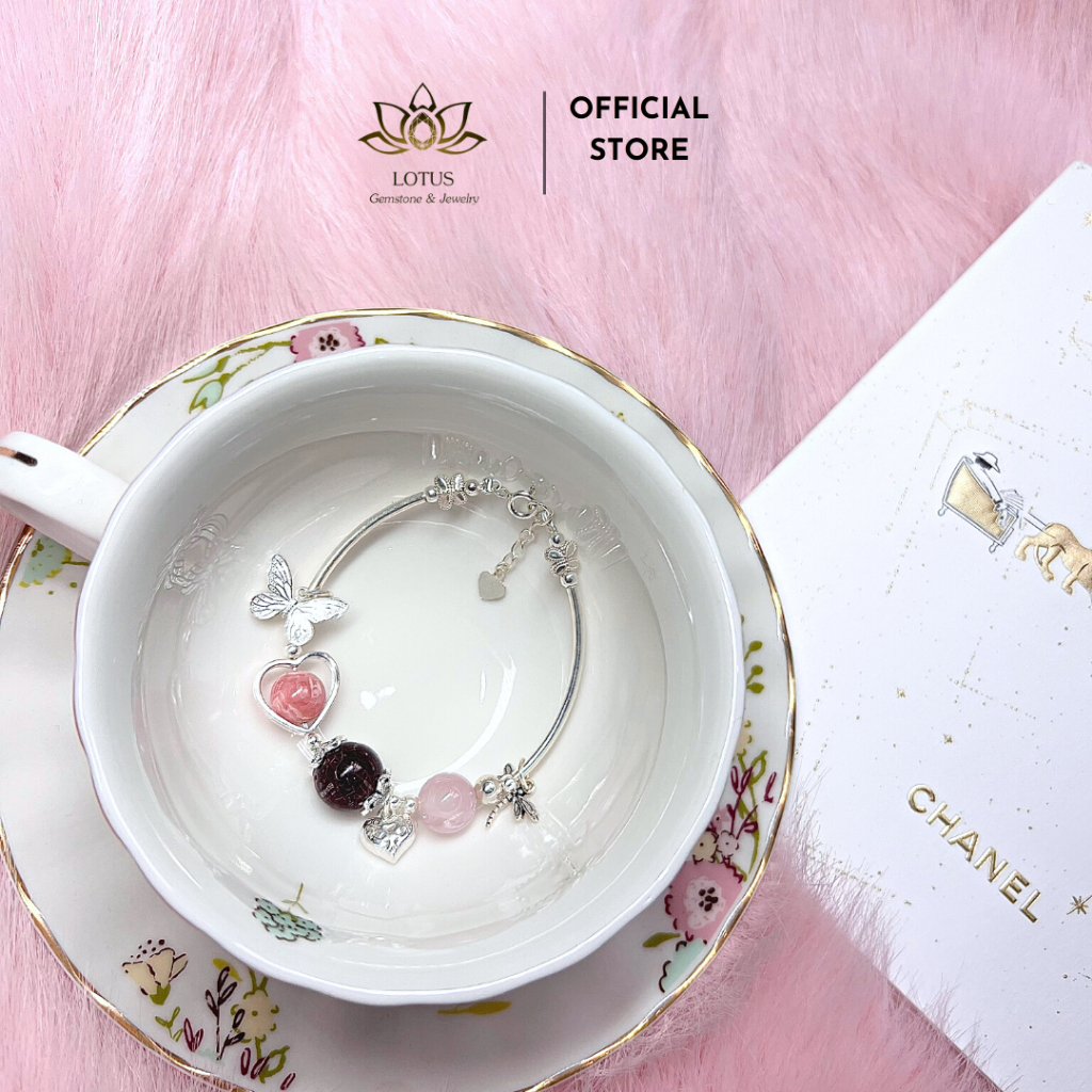 Vòng tay phối 3 hạt đá tóc chiêu tài lộc tình duyên phong thủy Lotus Gems