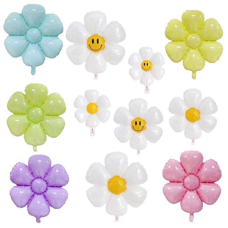 Bong Bóng Hoa Cúc Mặt Cười , bóng cầm tay Trang Trí Sinh Nhật, Chụp Hình Sinh Nhật