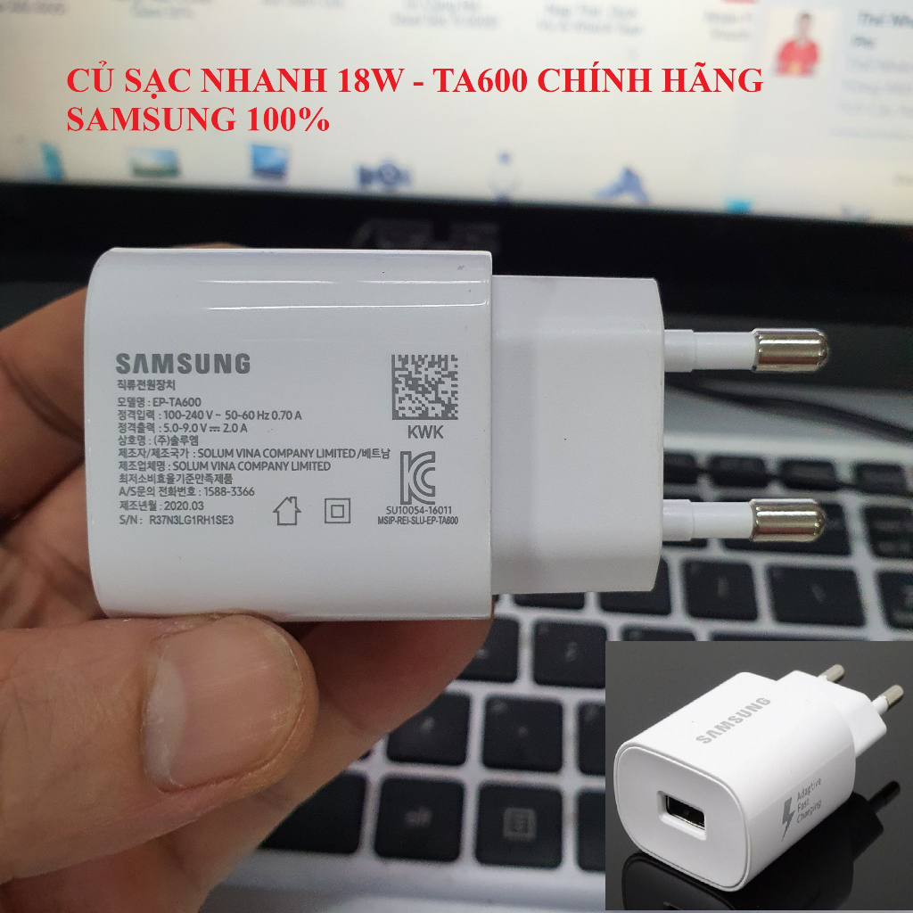 Bộ Sạc Nhanh Samsung 18W-TA600 Chính Hãng , Dùng Cho S10plus/S10/Note9/S9/Note8/S8/A31/A51...