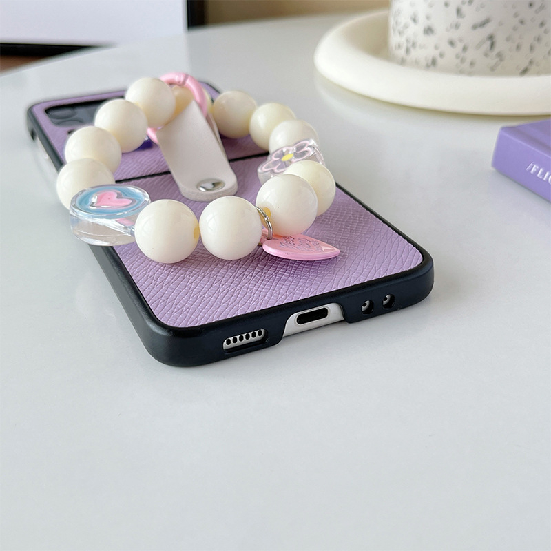 Ốp lưng Olie PC cho Samsung Z Flip 5 Z Flip 4 Zflip3 ốp điện thoại có dây charm Heart Zflip5 Zflip4 Zflip3