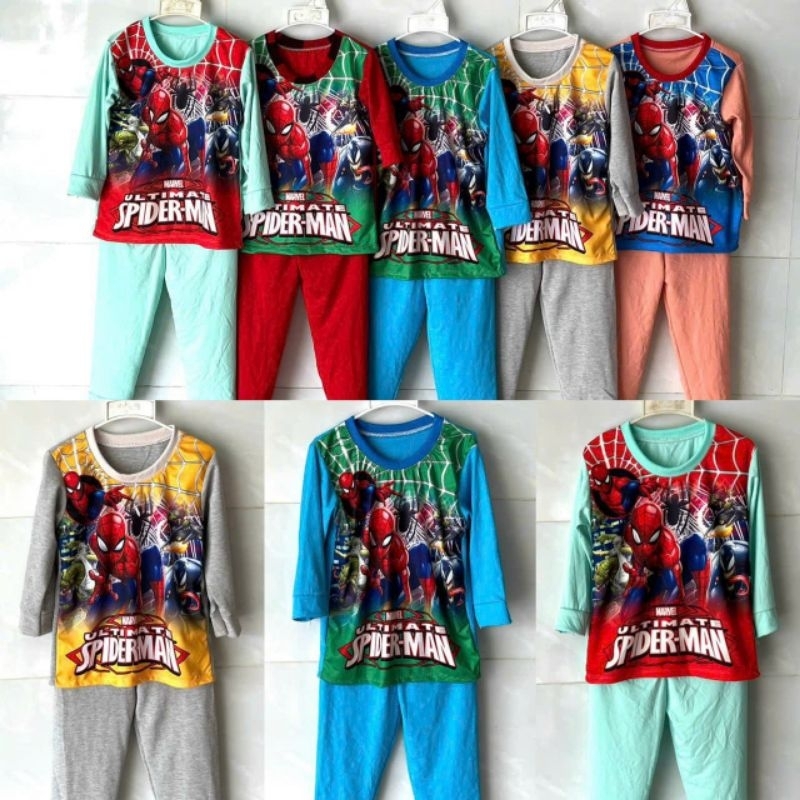 SÉT 5 BỘ THUN TAY DÀI QUẦN DÀI IN 3D HÌNH SIÊU NHÂN CHO BÉ TRAI