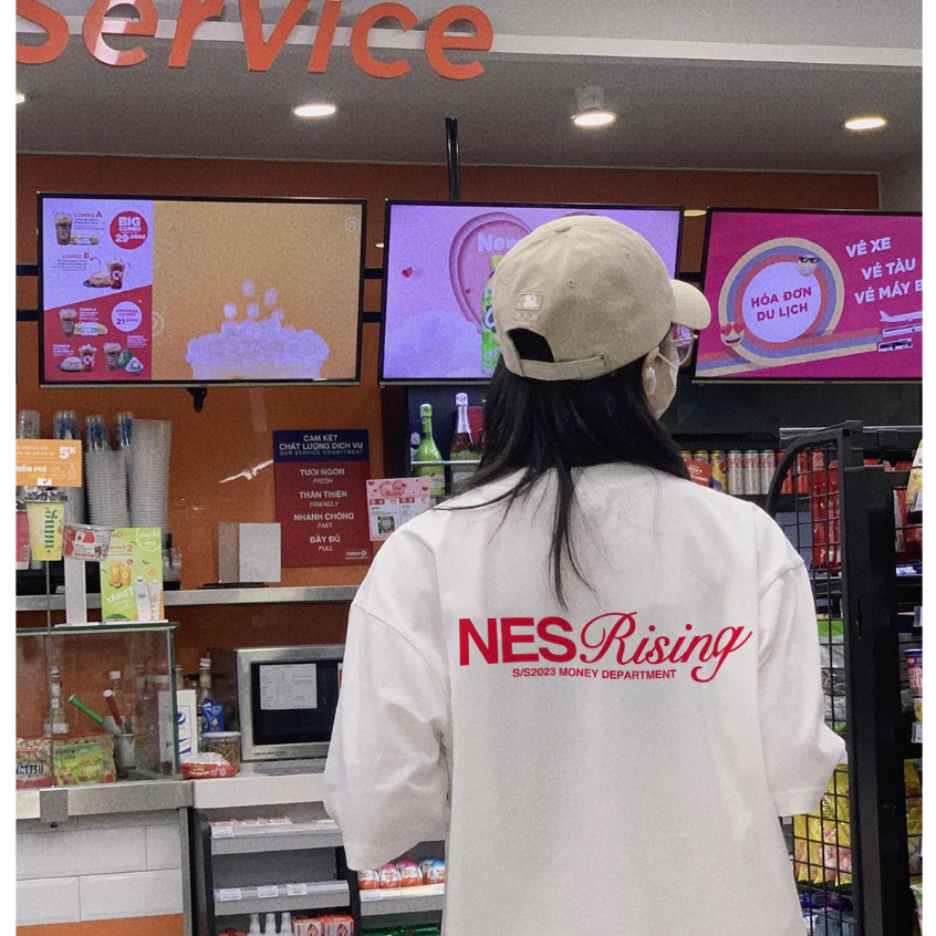 Áo thun nam nữ Nes Rising local brand form rộng 100% cotton 250gsm bo cổ dày dặn 98stu logo
