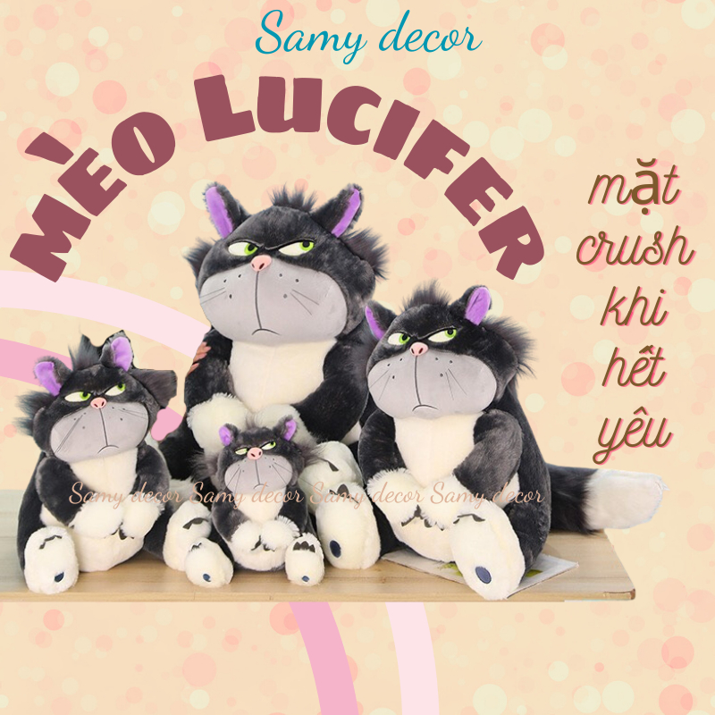 Gấu Bông Mèo Lucifer Mèo Mặt Quạo Cao Cấp Samy Decor size 30-50-65-80cm quà sinh nhật dành cho bé