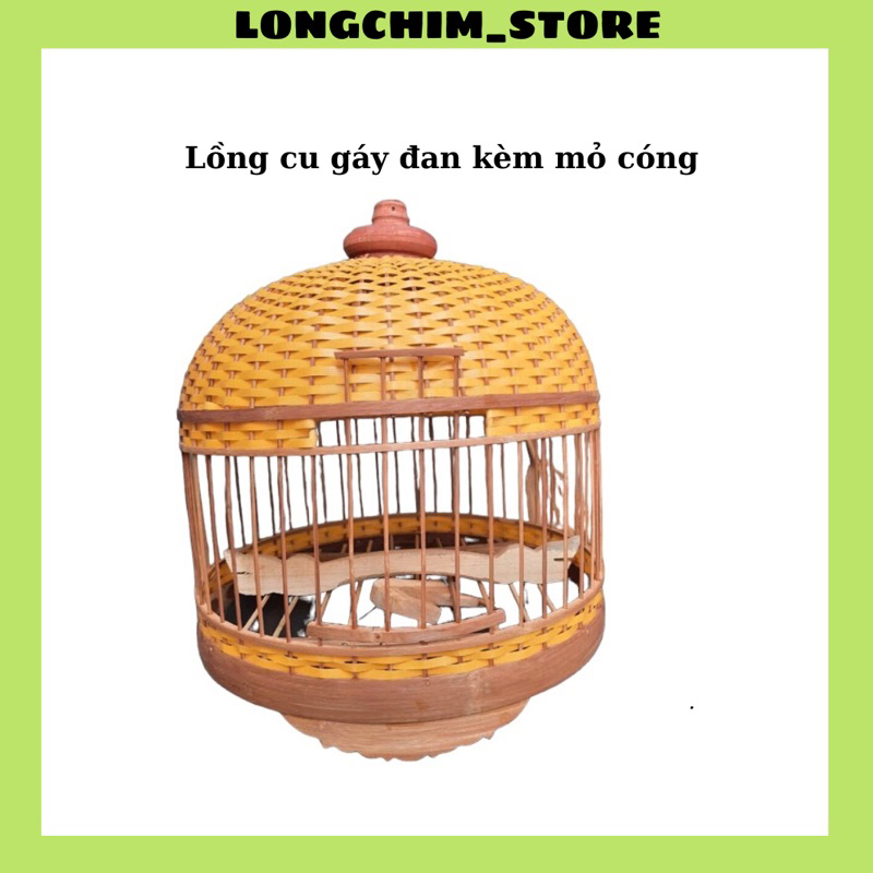 Lồng chim cu gáy đan mây loại trúc cao cấp kèm đủ móc nậm phụ kiện