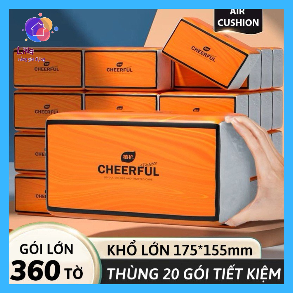 Combo 5 gói giấy ăn CHEERFUL, Giấy 4 lớp siêu dai - Khăn Giấy Rút Tiện lợi