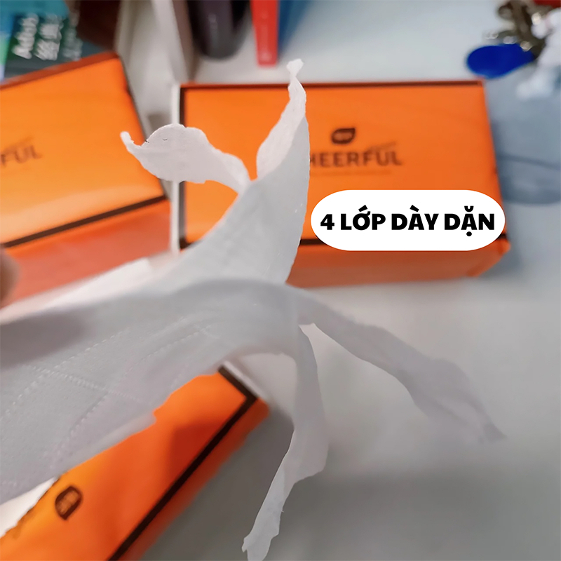Combo 5 gói giấy ăn CHEERFUL, Giấy 4 lớp siêu dai - Khăn Giấy Rút Tiện lợi