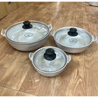 Nồi gang Doa bóng nắp kính kho thịt cá, nấu lẩu size 16,21,25cm