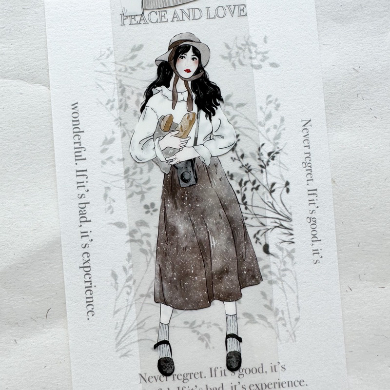 Saunery - Băng dán trang trí sổ Bulletjournal PET tape cô gái Vol.5 - Jenny Studio (125cm)