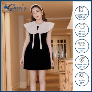 VÁY / ĐẦM CỔ SEN NƠ BẢN LỚN PHỐI TRẮNG XINH XẮN
