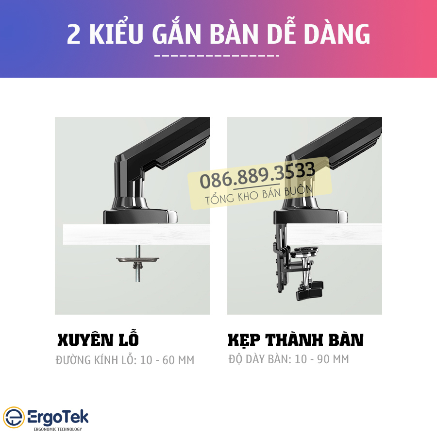 NB F160 / Giá Treo 2 Màn Hình 17 - 27 Inch - Giá Treo Hai Màn Hình F160 Xoay 360 Độ