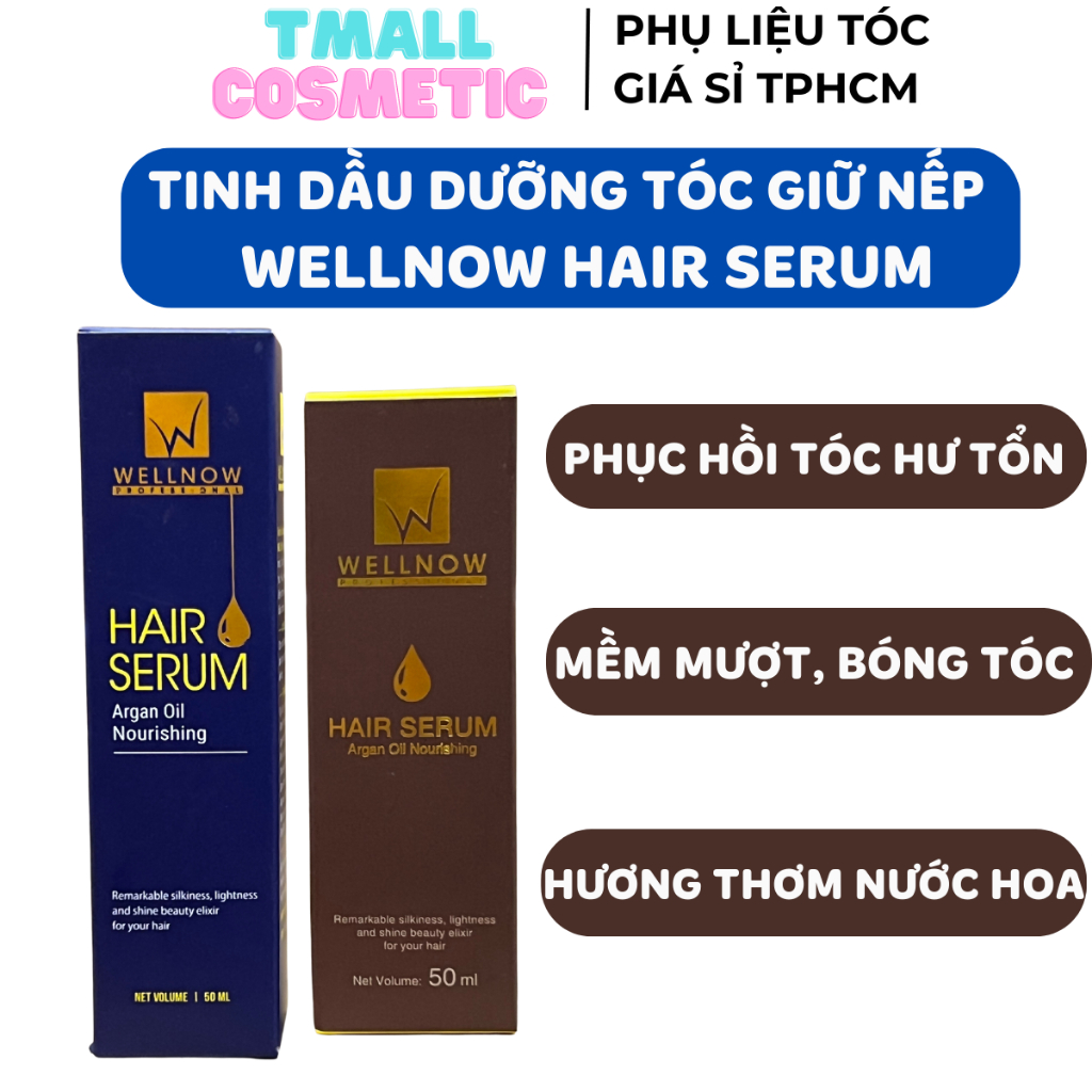 Tinh dầu dưỡng tóc Wellnow Argan Oil Hair Serum 50ml phục hồi sâu hư tổn, khô xơ uốn nhuộm duỗi | TMALL COSMETIC