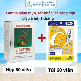 Combo trắng da Lcystine, DHC Vitamin C giúp đẹp da, giảm rụng tóc