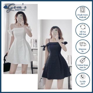 VÁY ĐẦM CÚP NGỰC TRỄ VAI NƠ TAY THIẾT KẾ ( có đệm ngực )