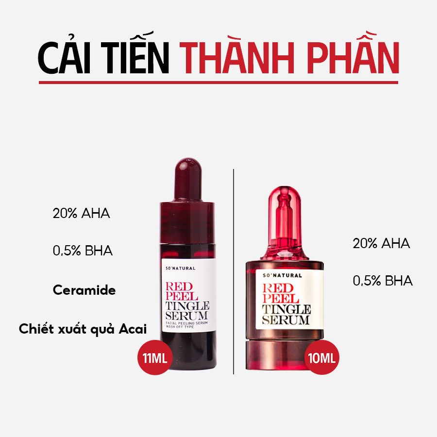 Tinh chất red peel của So Natural, peel da không bong tróc, tẩy da chết, thu nhỏ lỗ chân lông 11ml