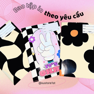 |LẺ| Giấy bao tập, sách in theo yêu cầu hoạ tiết basic trắng đen trending giấy nhám, giấy bóng dành cho mọi loại vở.