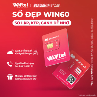 Sim số đẹp wintel win60 max data 4g tốc độ cao không giới hạn. dùng sóng vinaphone toàn quốc chỉ 60k/tháng