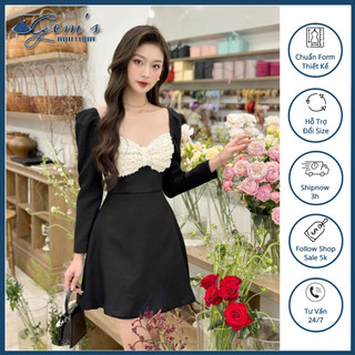 VÁY ĐẦM DÀI TAY CÚP NGỰC PHỐI REN NỔI CAO CẤP