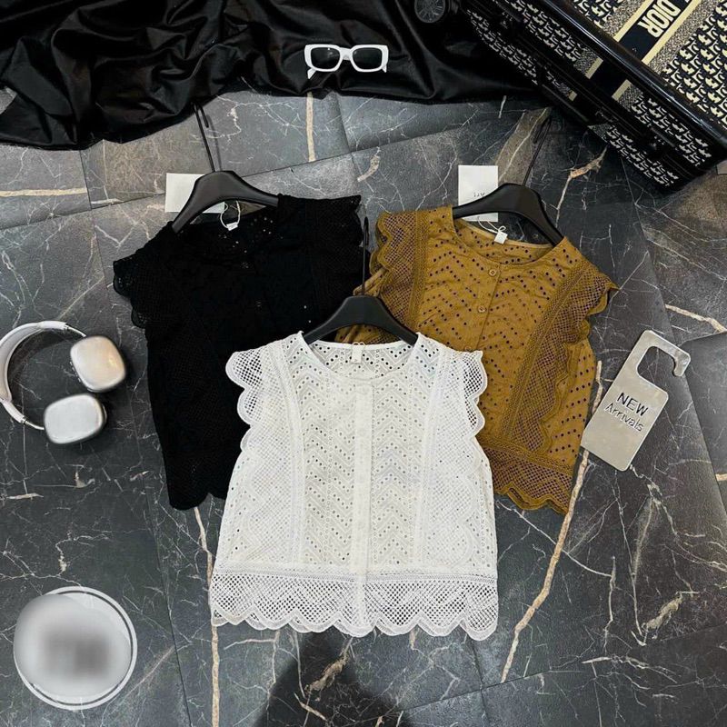 Áo thô ren mix chân váy bò hàng QCL1