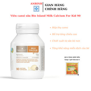 Viên Uống Sữa Canxi Milk Calcium Bio Island Úc, Sữa Bò Non Cho Bé Cho Trẻ Từ 7 Tháng Tuổi Trở Lên, Hộp 90 Viên, Mẫu Mới