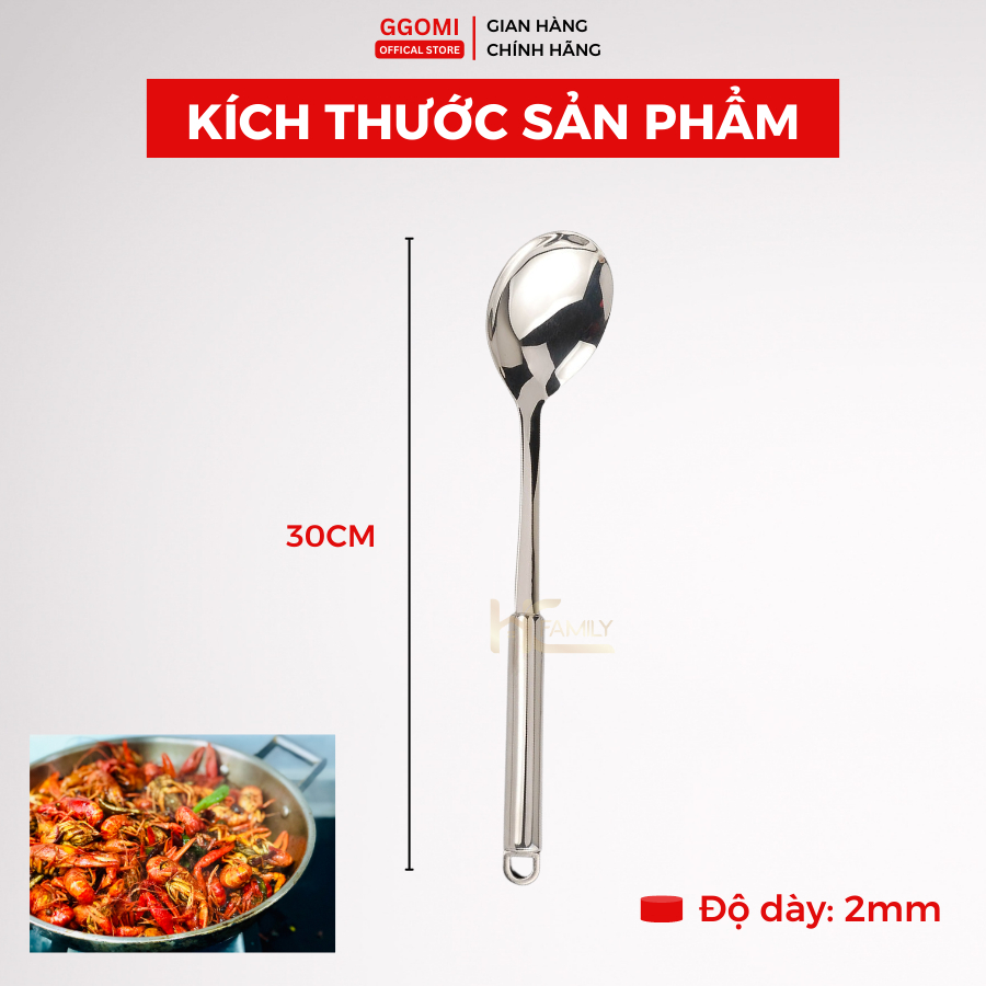Thìa xào nhà bếp Hàn Quốc Ggomi GG490 bằng thép không gỉ cao cấp