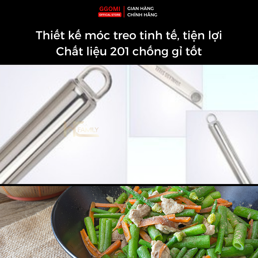 Thìa xào nhà bếp Hàn Quốc Ggomi GG490 bằng thép không gỉ cao cấp