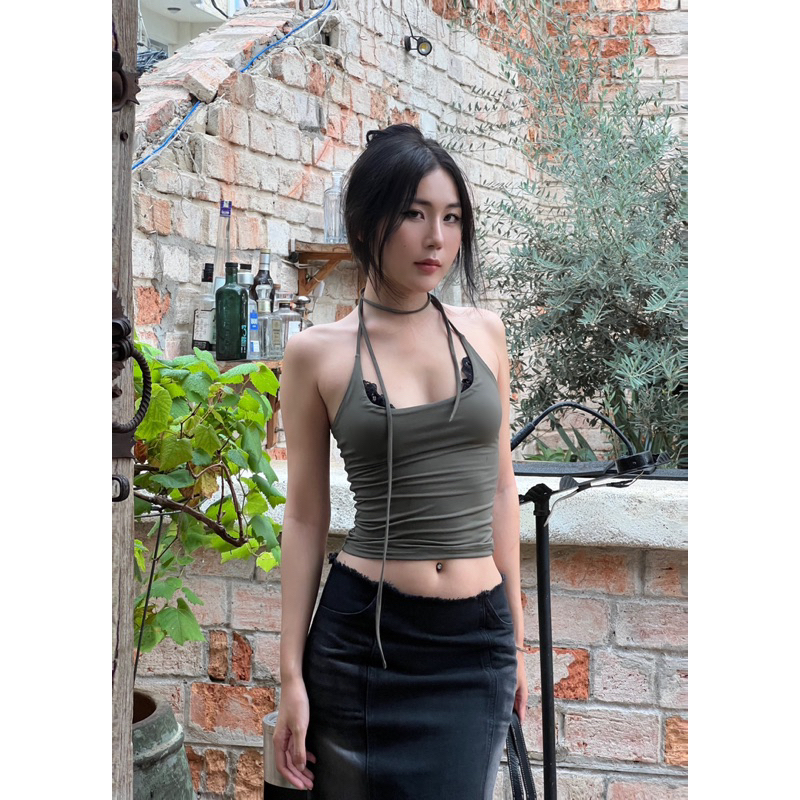 Áo Yếm cột dây viền ren ngực XANTHE TOP - THESTAN