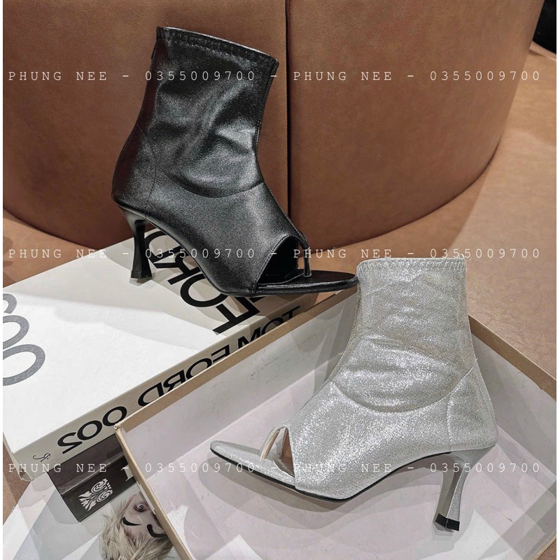 Boot Cao Gót Nữ 9Cm Hở Mũi  Xỏ Ngón T Hot Trend Phong Cách Thời Trang Mới 2023