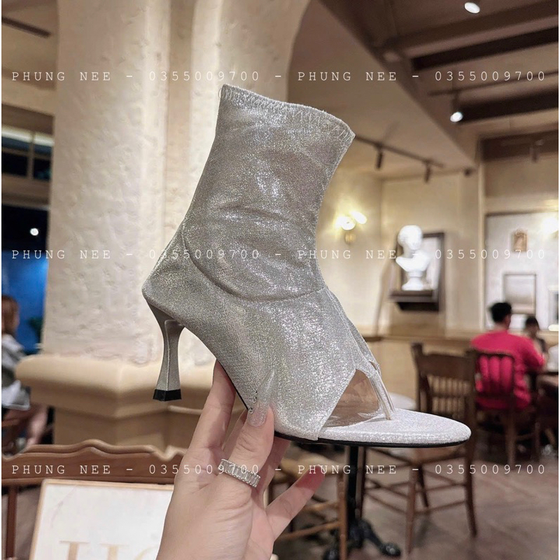 Boot Cao Gót Nữ 9Cm Hở Mũi  Xỏ Ngón T Hot Trend Phong Cách Thời Trang Mới 2023