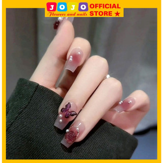 Set 24 móng tay giả,nail box đính đá,đính charm siêu sang chảnh TA5