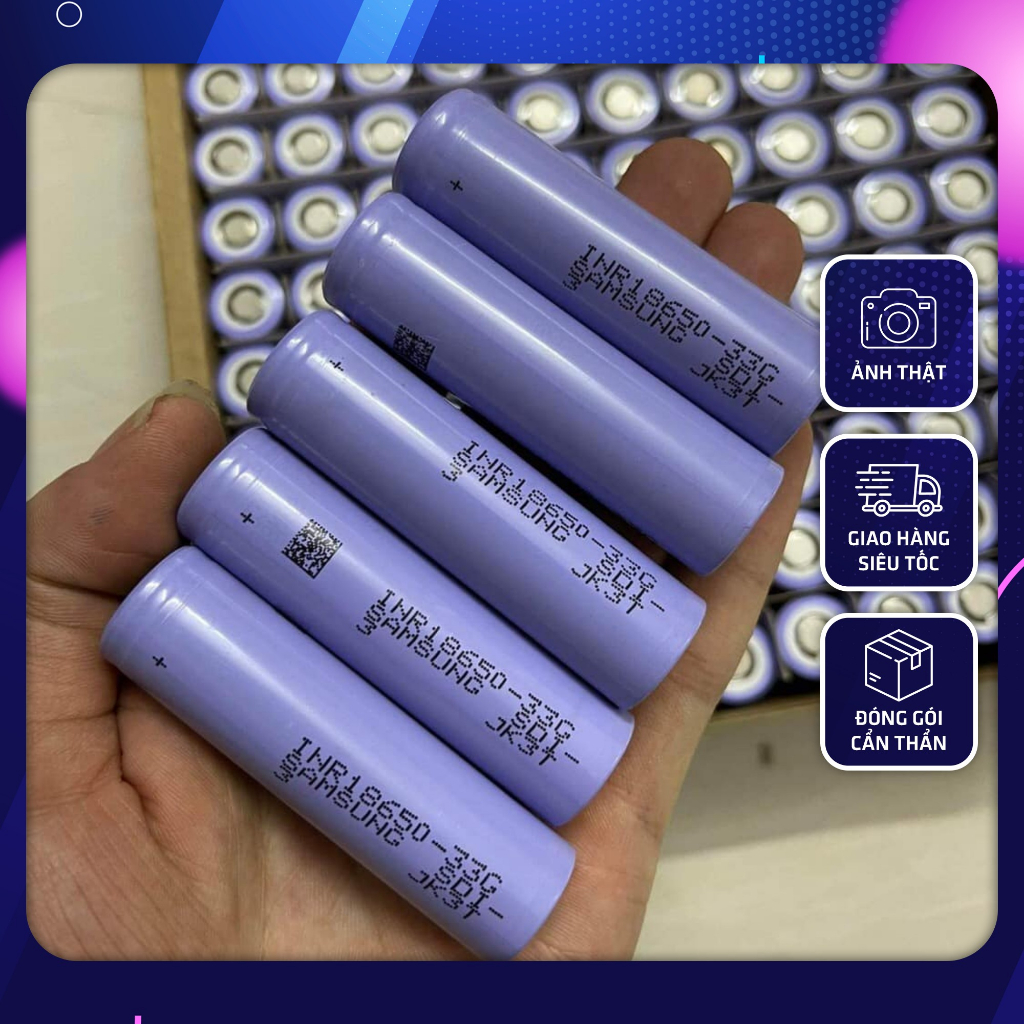 Cell Pin 18650 Samsung 33G DL 2900mAh - 3.7V xả 20A Tháo khối [ Tặng thêm cell ]