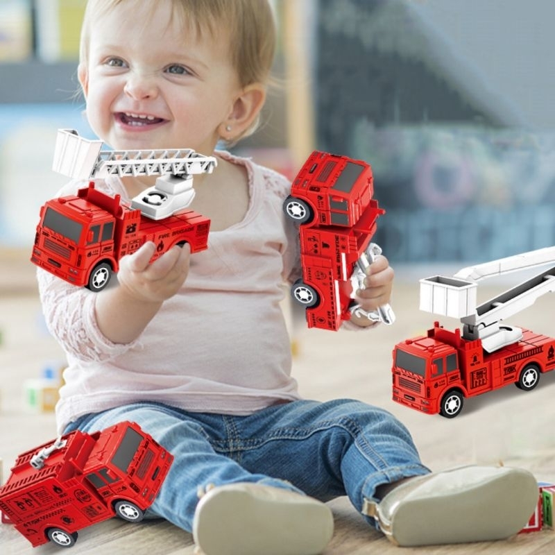 Bộ Xe Ô tô Đồ Chơi Cứu Hỏa Cho Bé Có Dây Cót chạy Mượt mà Cho Bé Vui Chơi Thỏa T