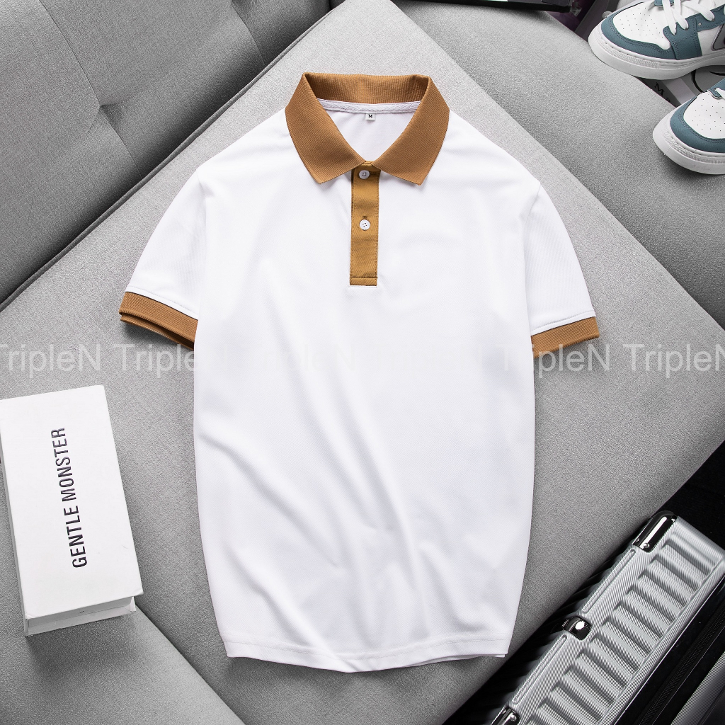 Áo thun polo nam tay ngắn TripleN chất liệu vải cá sấu co giãn thoáng mát, thiết kế thời trang